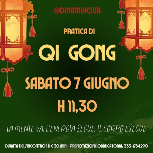 Locandina evento qi gong sabato 7 giugno 2025 palestra dinamikclub di Pisa